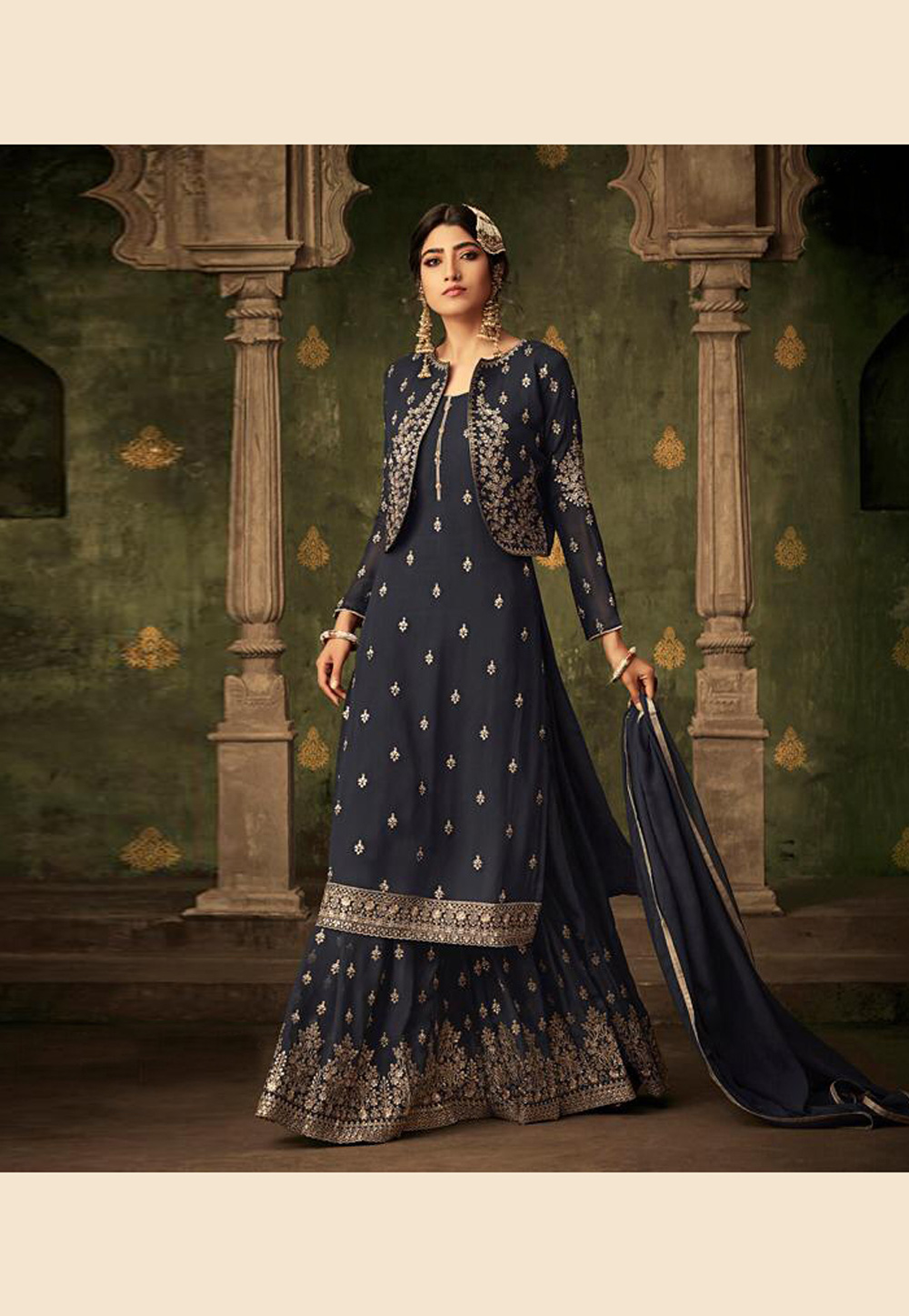sharara suit with jacket