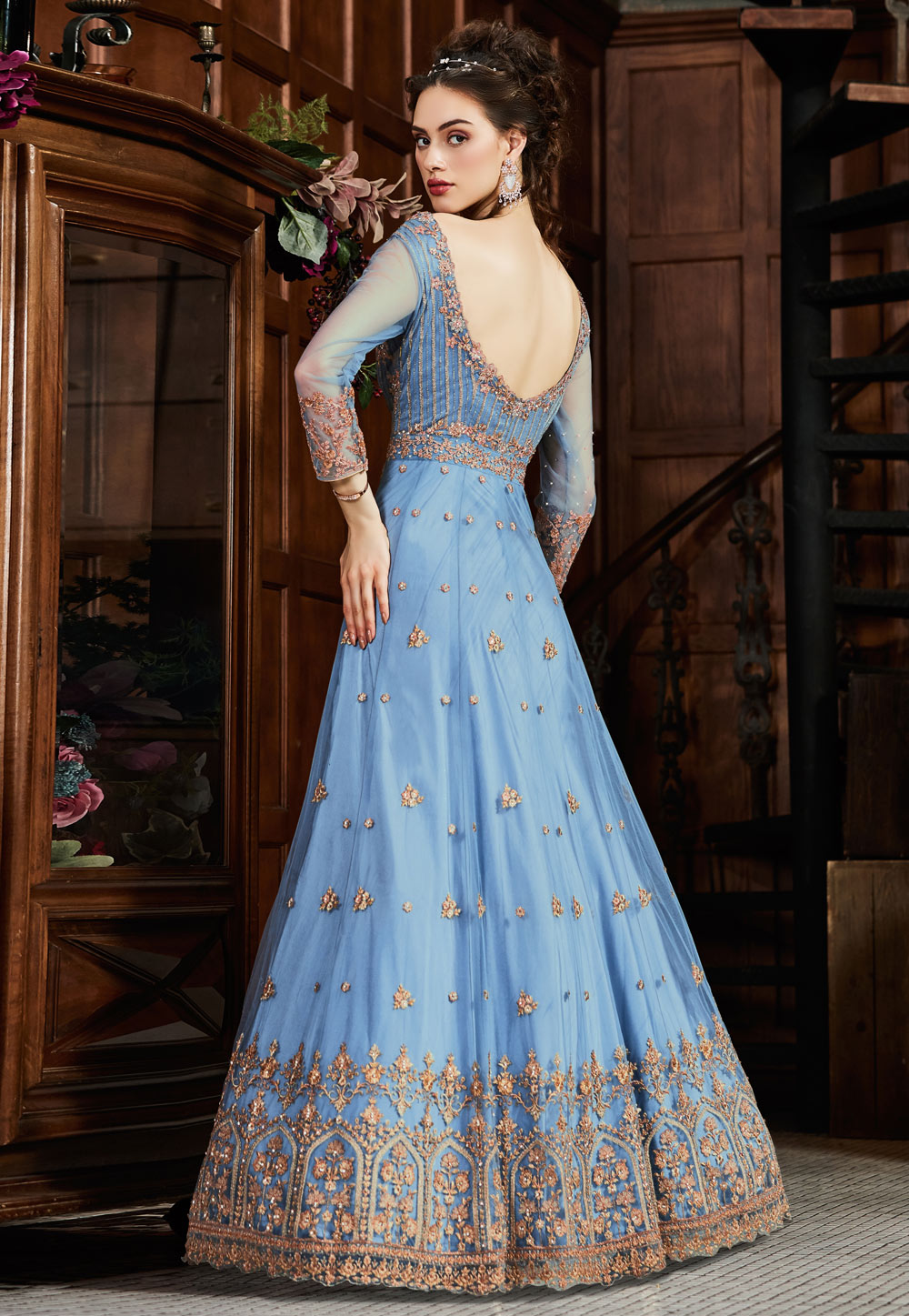 baby blue anarkali