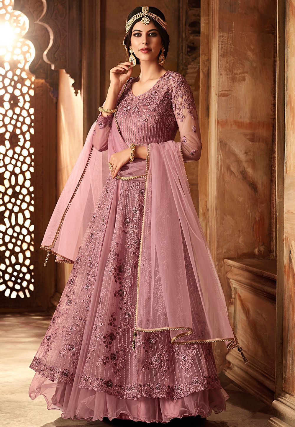 mauve anarkali