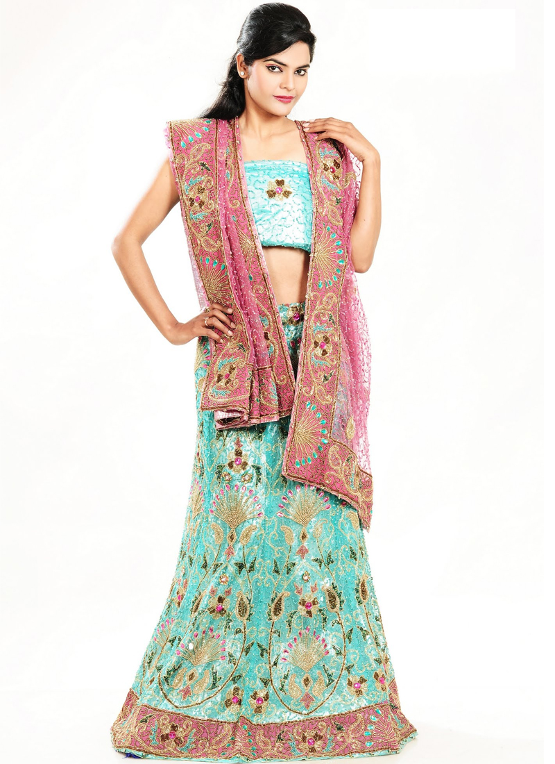 bridal lehenga sky blue colour