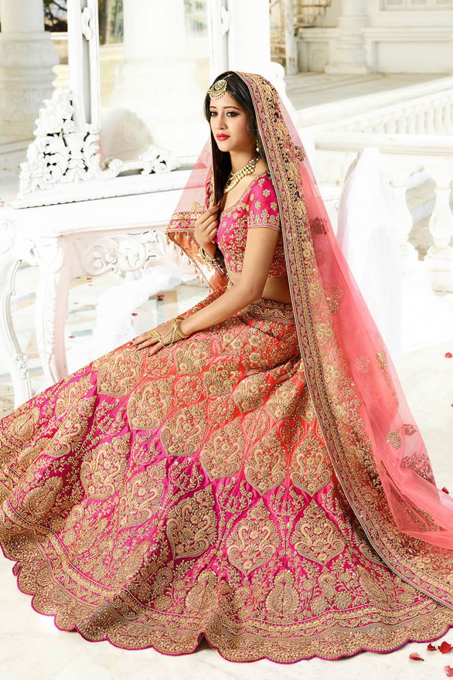 pink lehenga contrast blouse