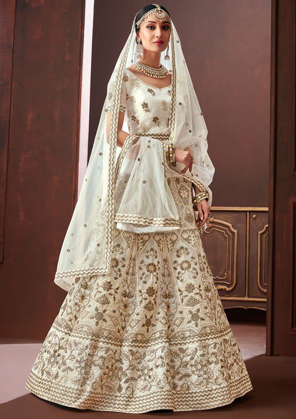 white wedding lengha