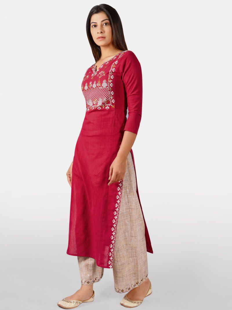 Buy Indian Clothing Women Red Kurta and Palazzo Set Rayon - NOZ2TOZ Online  at Best Price | Distacart