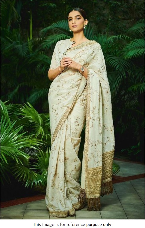 Buy Bollywood Sonam Kapoor Ivory gold uppada silk saree in UK, USA and Canada