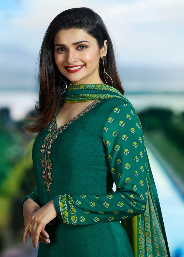 Prachi Desai Green Crepe silk straight cut Indian Churidar 7900