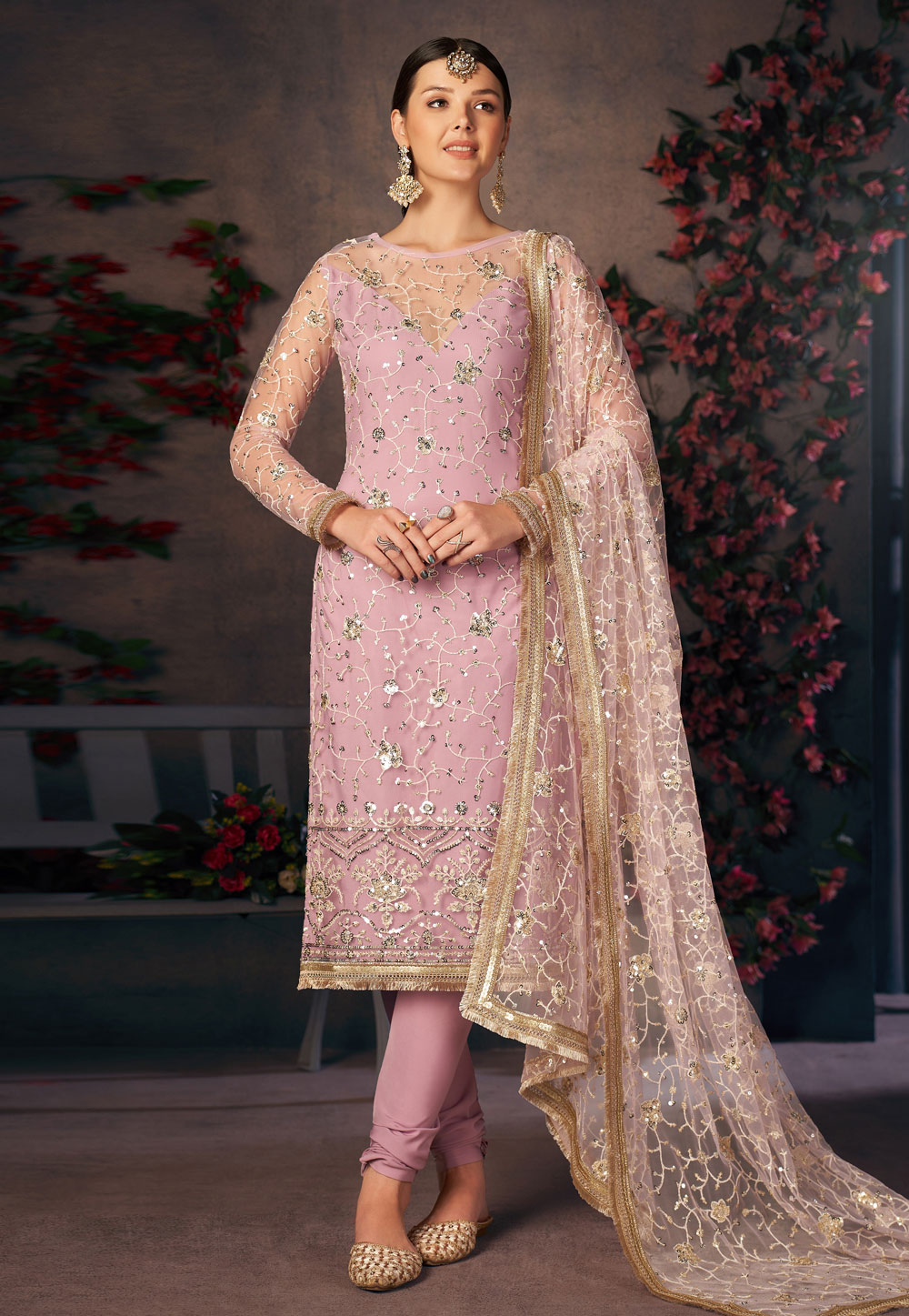 Orange Cotton Churidar Salwar Kameez 155282 | Churidar, Long sleeve dress, Salwar  suits simple