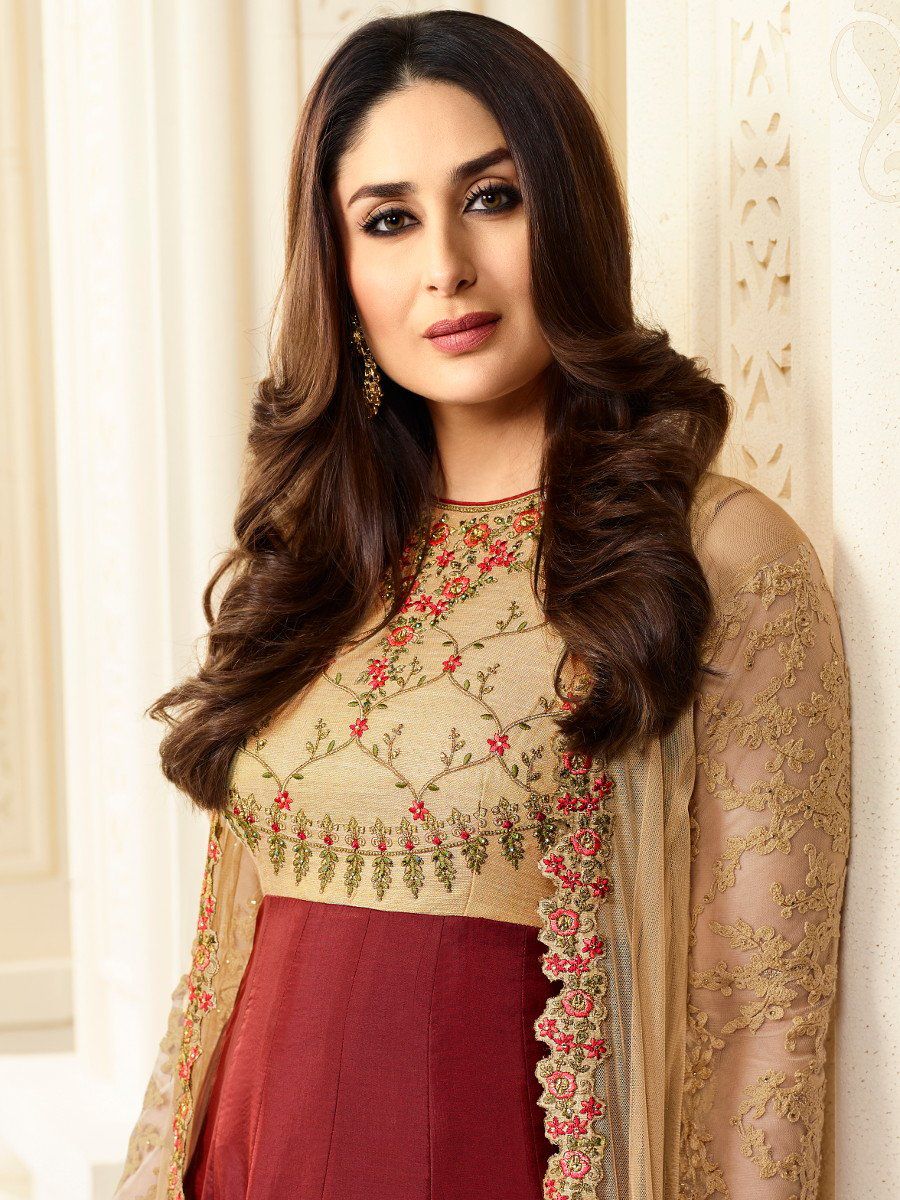 Buy Kareena Kapoor brown georgette straight cut salwar kameez in UK ...