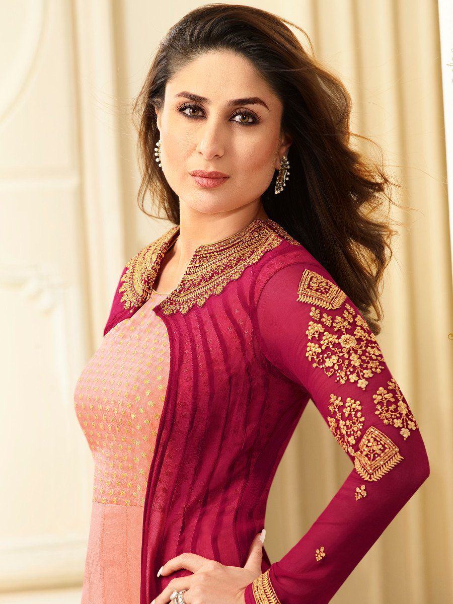 Buy Kareena Kapoor Sea green and turquoise color georgette anarkali ...