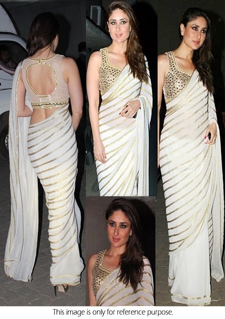 Bollywood Style Kareena Kapoor Georgette Saree In White Color 