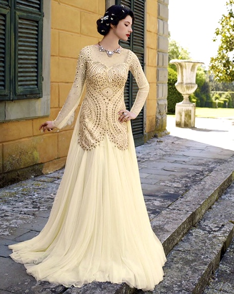 white net gown designs