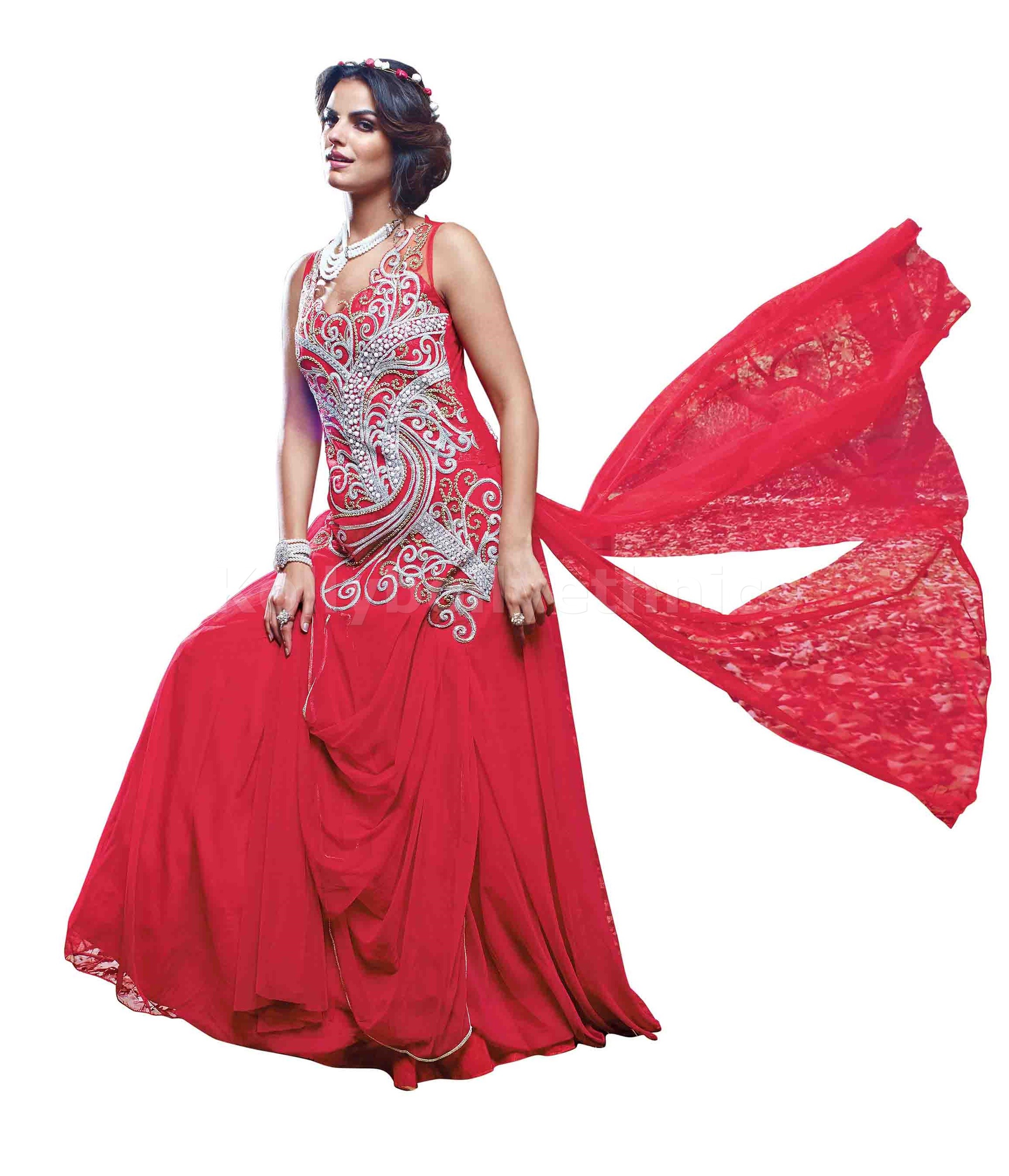 Red Colour Graceful Wedding Gown