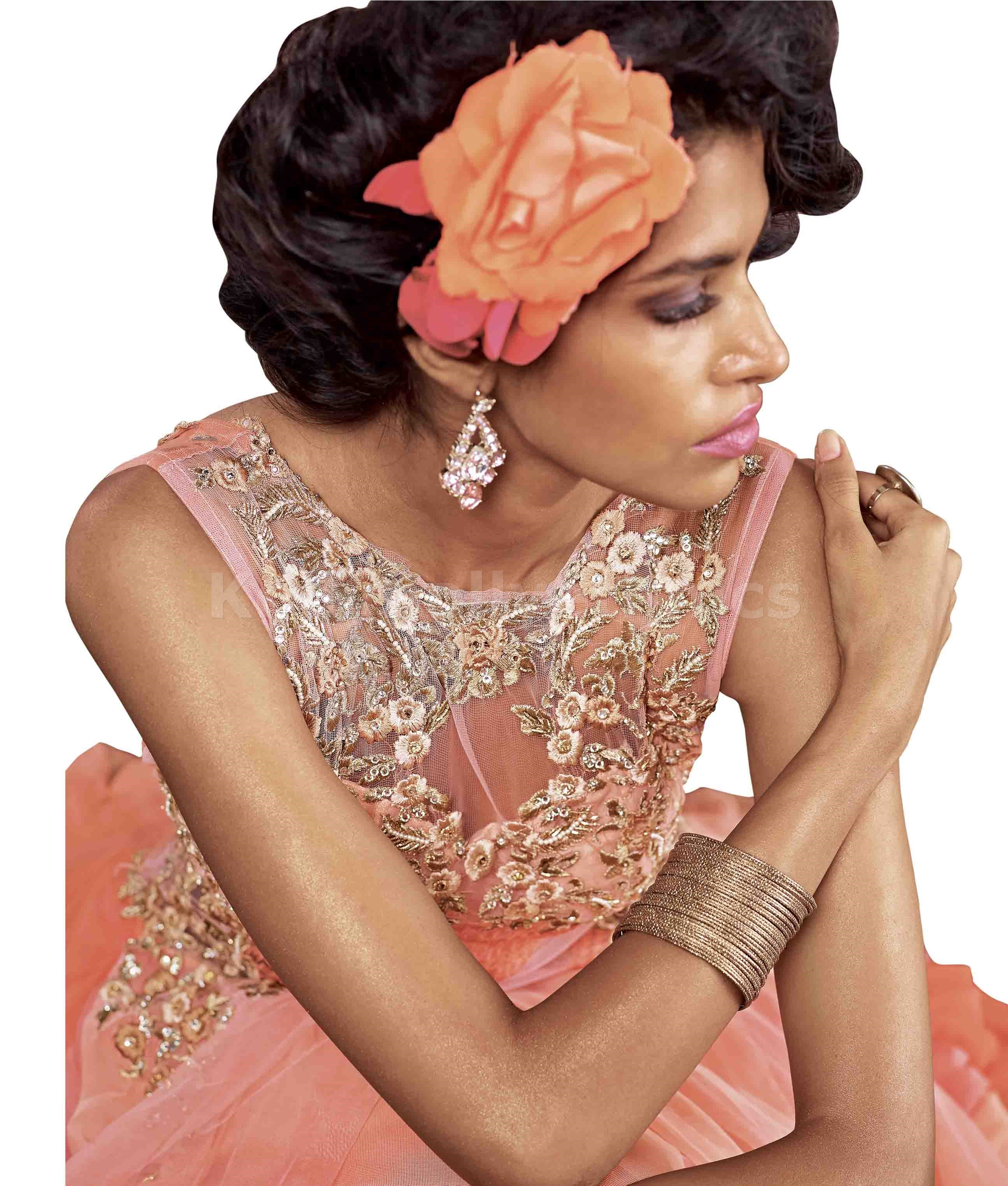 Peach-Colored Premium Flare Gown