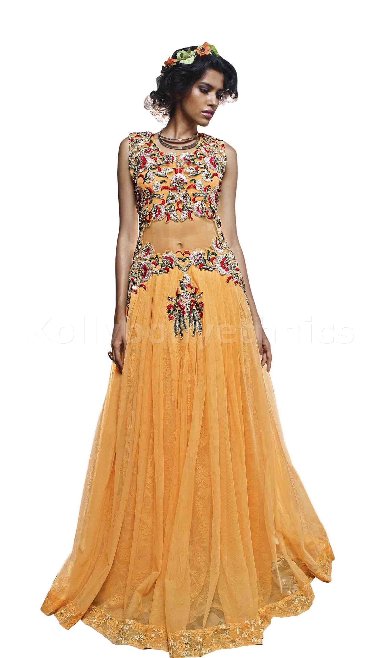 yellow colour mein gown