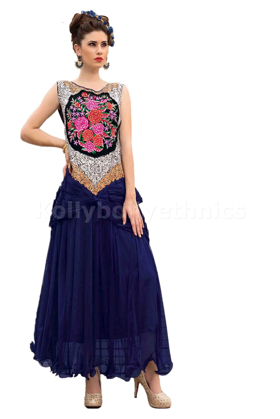navy blue designer gown