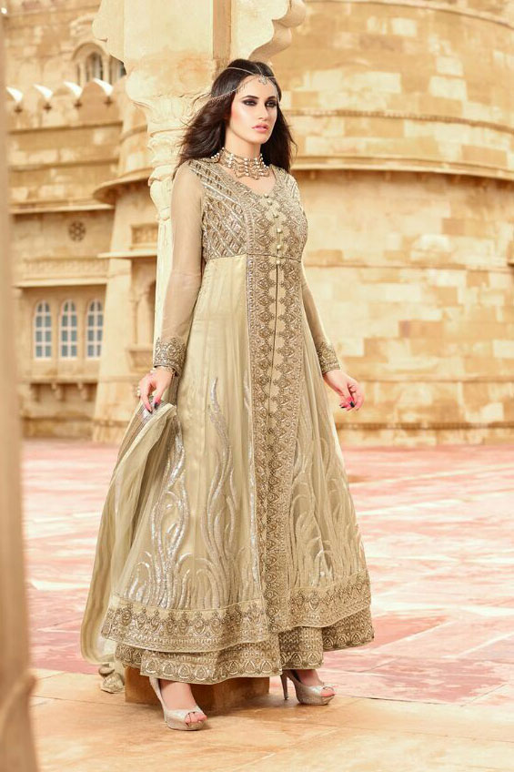 beige anarkali dress