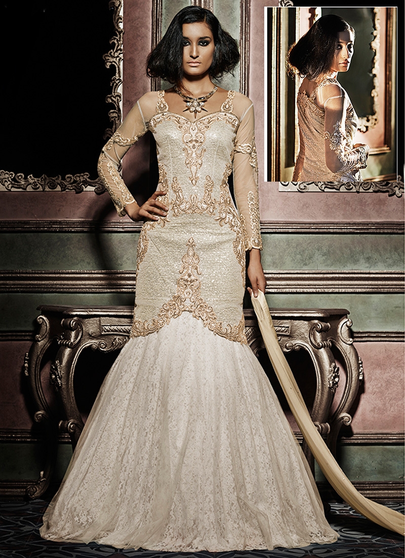 white net frock suit design