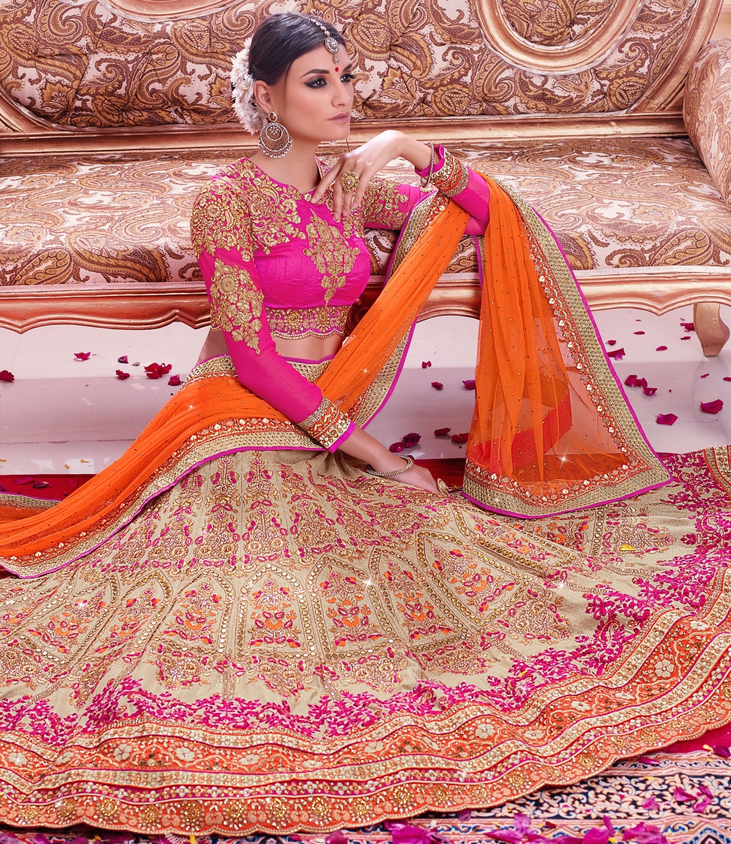 bridal lehenga orange colour