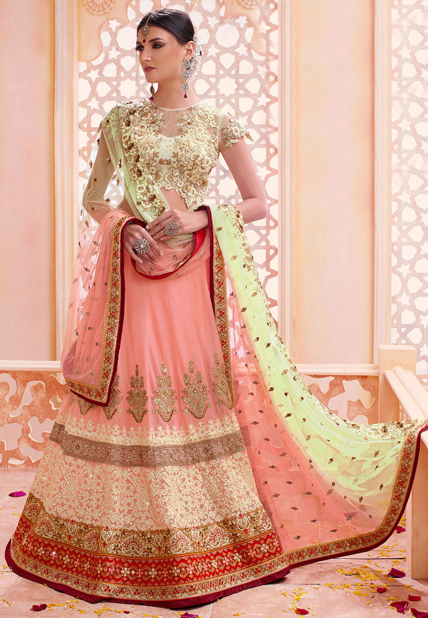 peach ghagra choli