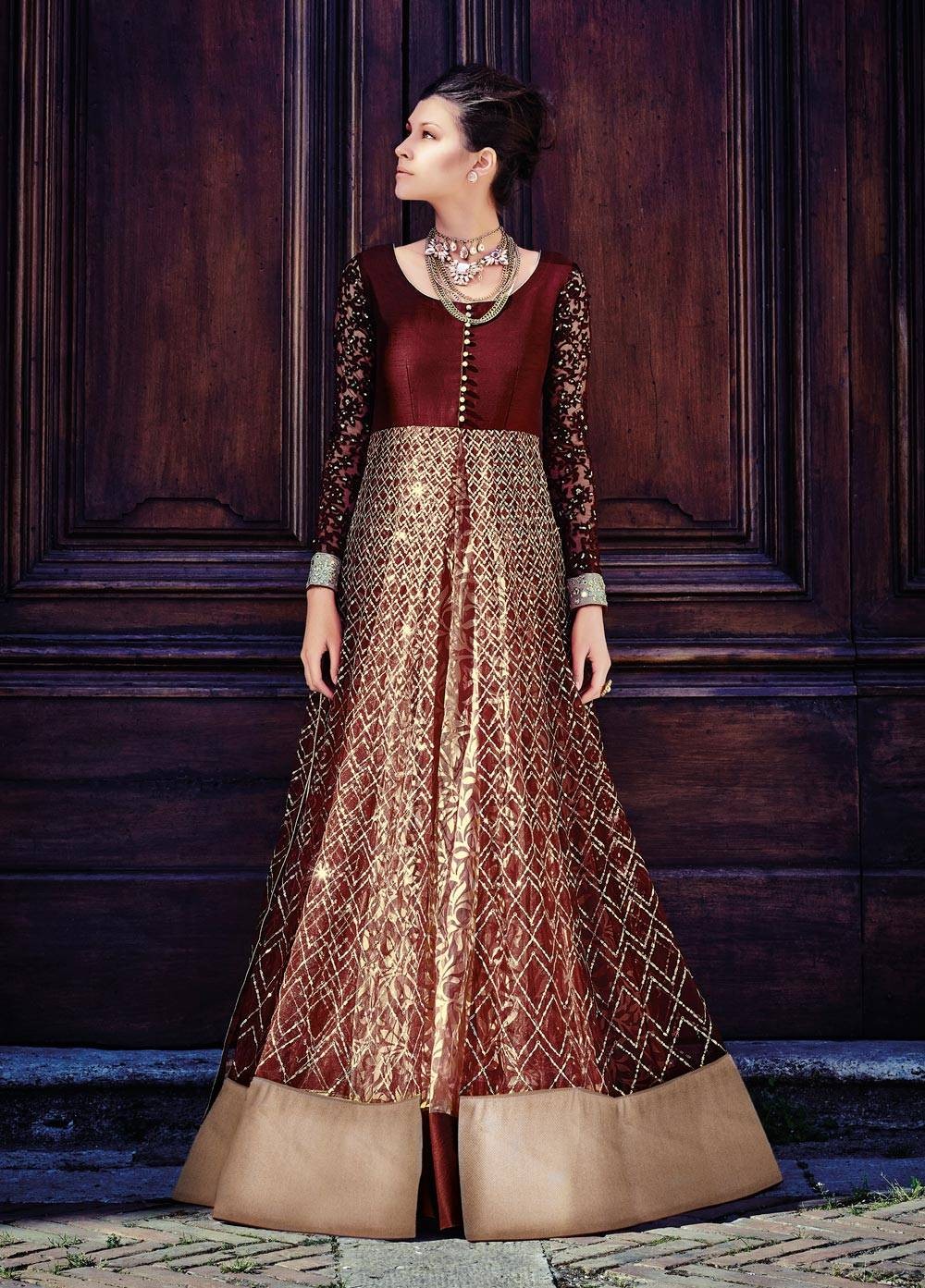 netted anarkali dress