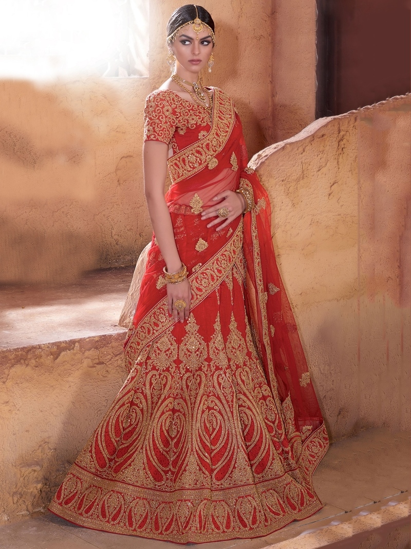 raw silk bridal lehenga