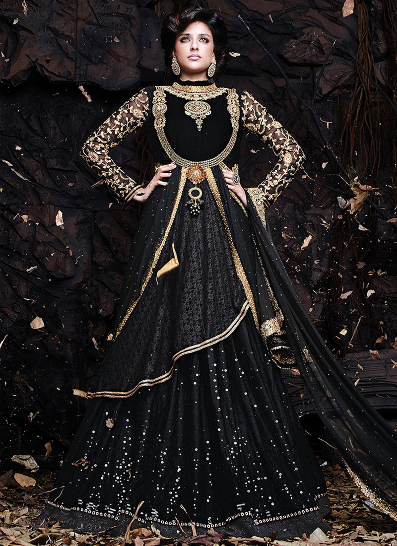 black designer lehenga