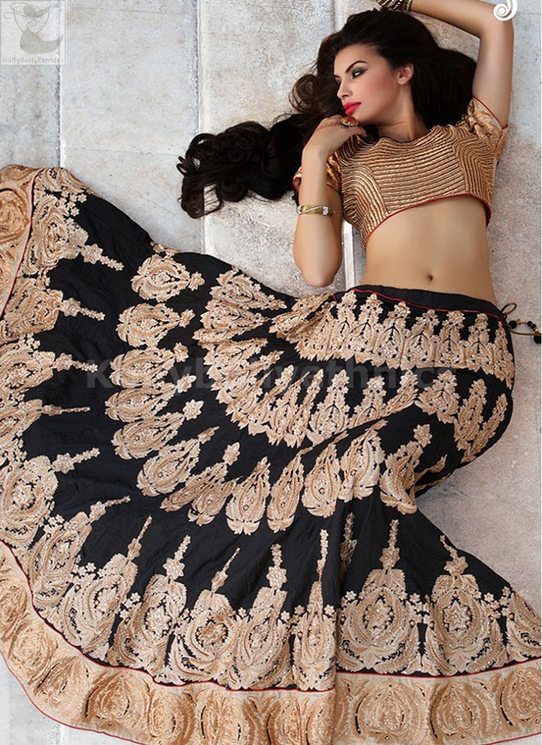 black and gold lehenga online