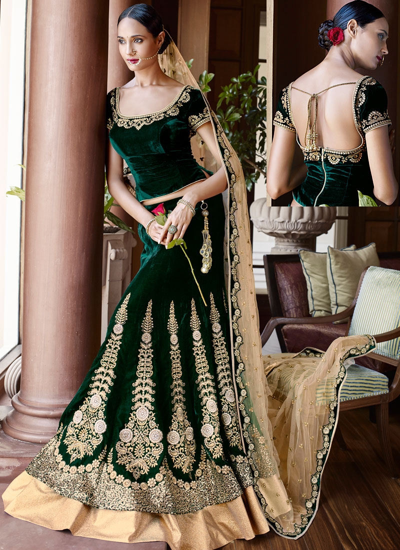 velvet lehenga choli designs