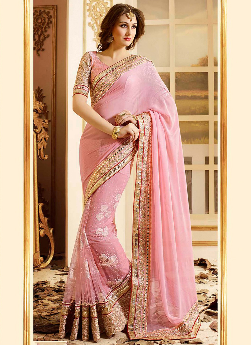 pink party saree
