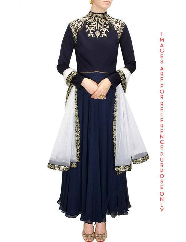 white and blue anarkali