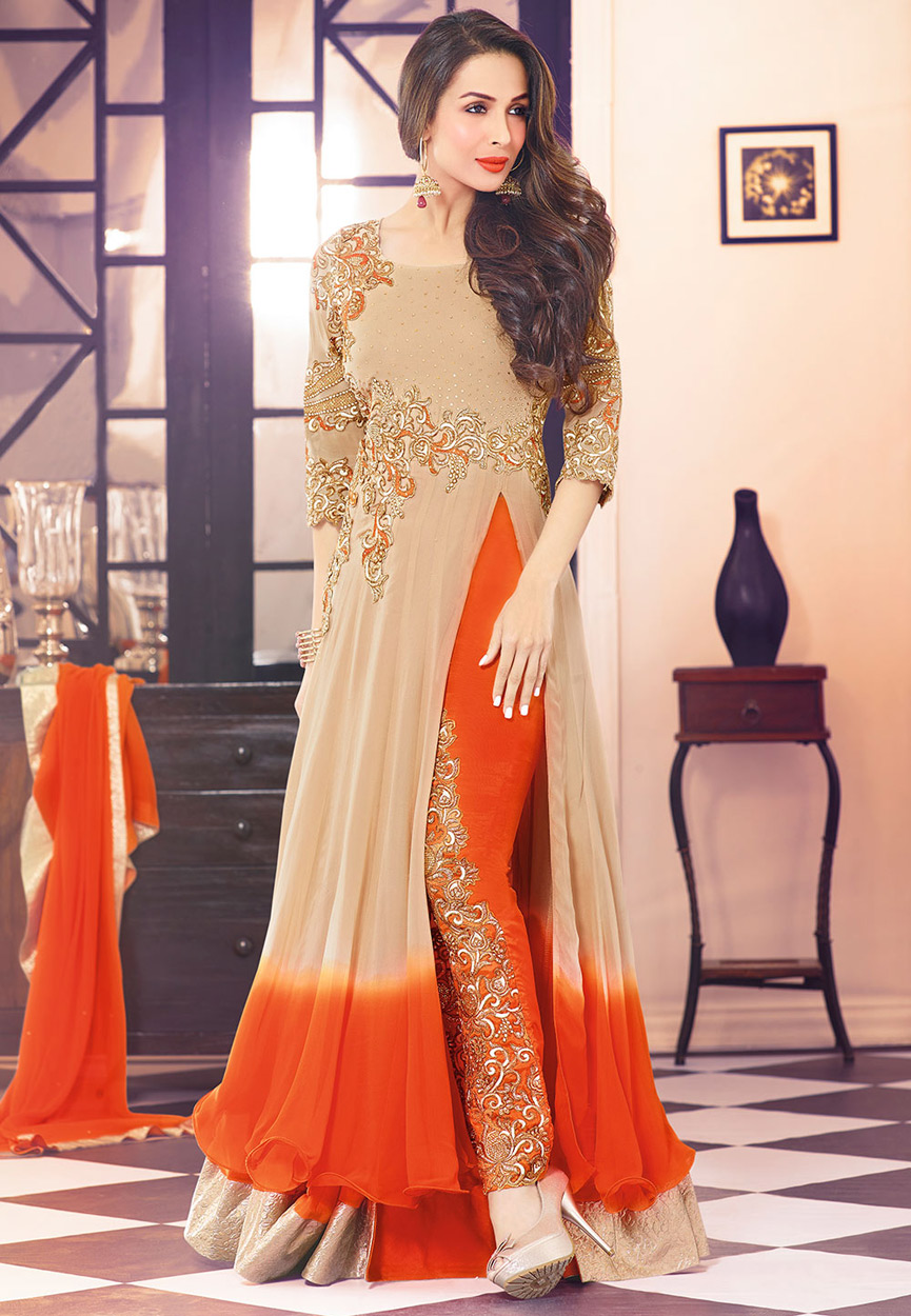 orange anarkali suit