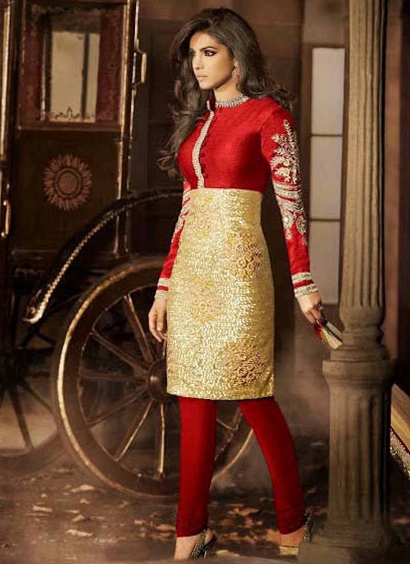 red and gold anarkali dress