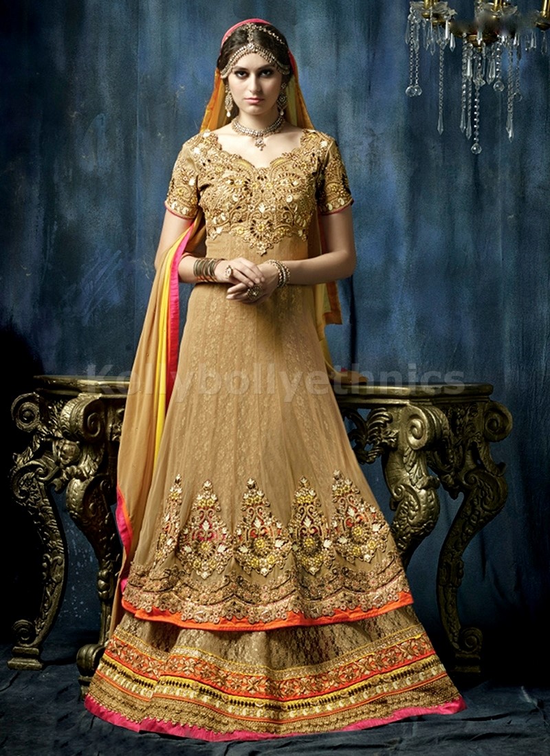 beige colour anarkali