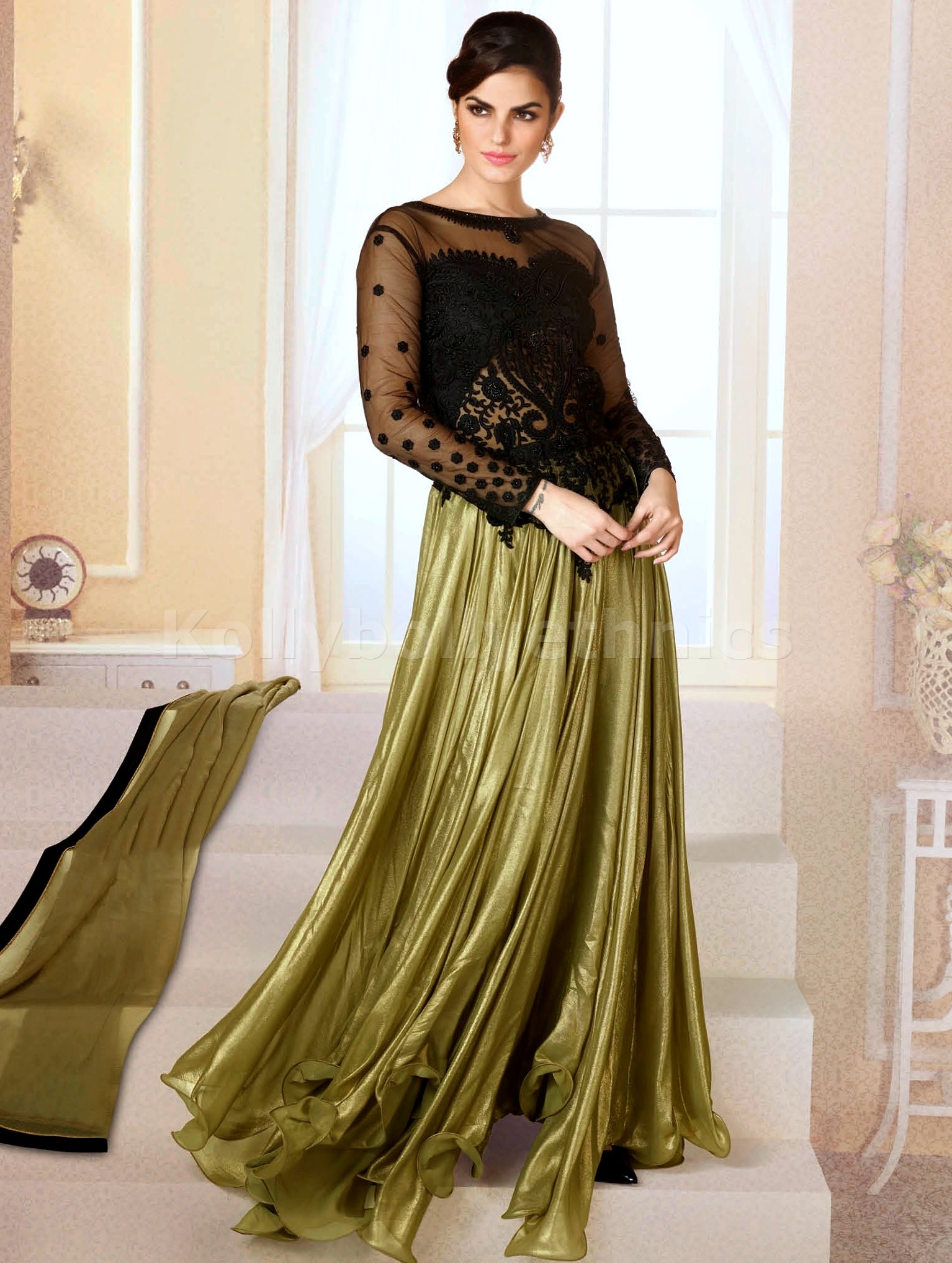 golden and black frock