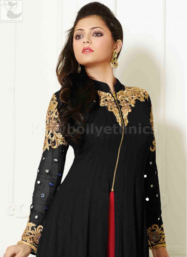 red and black salwar kameez designs