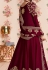 dark pink georgette embroidered long anarkali suit 8188