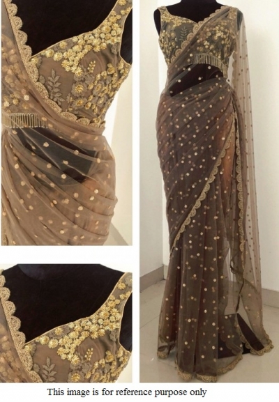 Bollywood Model Grey net designer saree