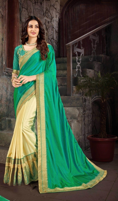 Gree  Cream Art Silk Designer Party Wear Saree 65618