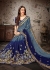 Blue  Grey Moss Chiffon Designer Party Wear Saree 65620