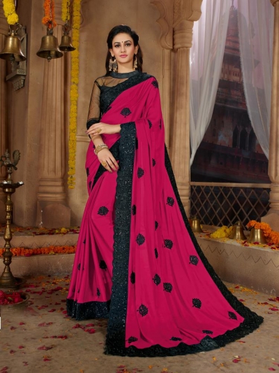 Pink Satin Georgette Designer Fancy Satin Georgette Saree 62784