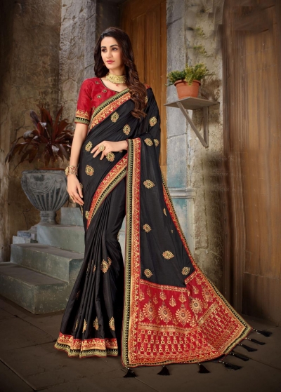 Black Art Silk Designer Party Wear Art Silk Saree 62265