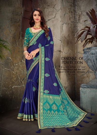 Navy Blue Art Silk Designer Party Wear Art Silk Saree 62267