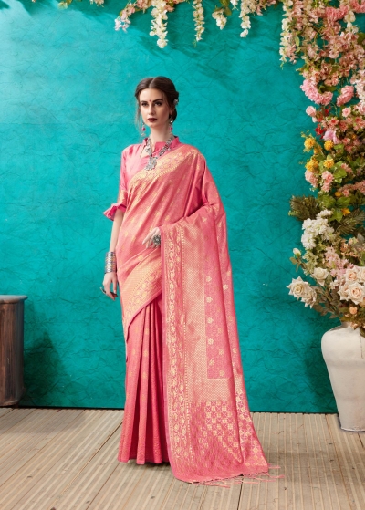 Pink Banarasi Silk Designer Classic Wear Banarasi Silk Saree 61915