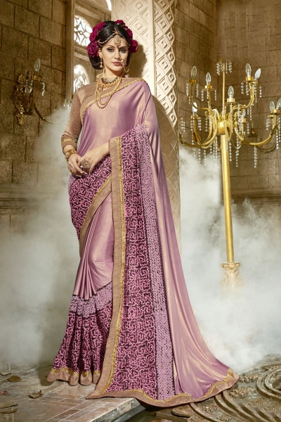 Two Tone Pink Chinese Imported Fabric party wear saree 60746