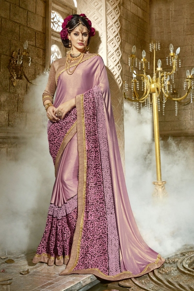 Two Tone Pink Chinese Imported Fabric party wear saree 60746