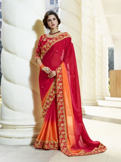 Red Art Silk party wear saree 60548