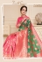 Green Pink Linen Silk party wear saree 60488