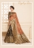 Light Brown Black Linen Silk party wear saree 60489