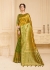 Golden Green Linen Silk party wear saree 60492