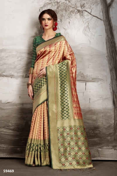 Peach Kanjeevaram Silk party wear saree 59469