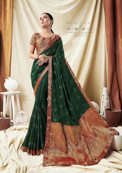 Green Vichitra Silk party wear saree 59099